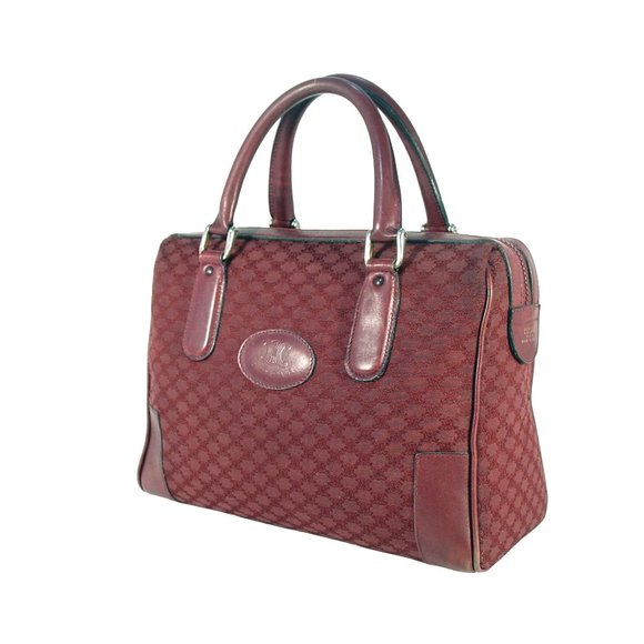 CELINE Vintage Bordeaux Macadam Canvas Boston Bag - Picture 4 of 13